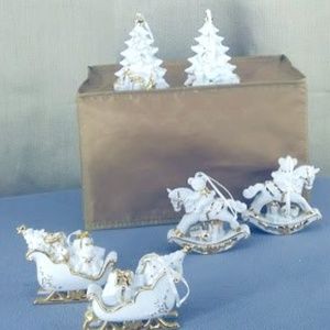 Stunning White Porcelain & Gold Trimmed Ornaments